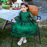 Kid Baby Princess Lace Long Sleeve Performance Evening Dress