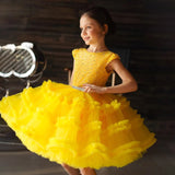 Kid Baby Girl Solid Color Cake Sequin Splicing Princess Mesh Gauze Dresses