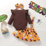 0-18M Baby Girl Halloween Long Sleeves Straps 2 Pcs Sets