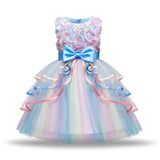 Kid Girl Bow Rose Pompous Skirt Gauze Dress