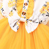 Kid Baby Girl Gauze Printed Fleecy Flying Sleeves Flower Casual Dresses