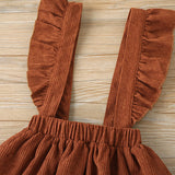 Autumn Toddler Baby Girls Sets Plaid Ruffle Tops Suspender Skirt 2pcs Sets
