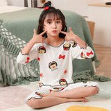 Kid Baby Boy Girl Ice Silk Cuff Fashion Home Summer Pajamas