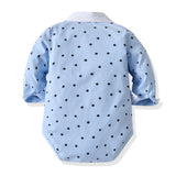 Baby Boy Suit Long Sleeve Plaid Crawl Triangle 3 Pcs Sets