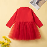 Kid Baby Girls Autumn Long Sleeve Red Lovely Gauze Dress