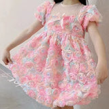 Kid Baby Girl Princess Birthday Party Sweet Three-dimensional Flower Dresses