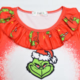 Kid Girls Long-sleeved Christmas Thief Green Sulley Grinch Dresses