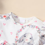 Baby Girl Rabbit Print Big Bow Long Sleeves Spring Dresses