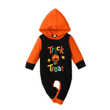Halloween Baby Costume Long Sleeve Hooded Letter Print Rompers