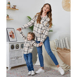 Family Matching Long Sleeves Button-down Plaid Blouse Shirts