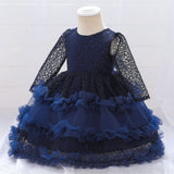 Kid Baby Princess Lace Long Sleeve Performance Evening Dress