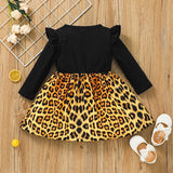 Kid Baby Girl Pit Leopard Print Autumn Dresses