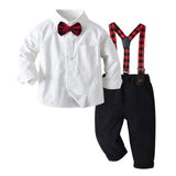 Kid Baby Boy Suit Autumn Long Sleeve Plaid Checked 2 Pcs Sets