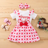 Valentine's Day Baby Girl Strap Suits 2 Pcs Set