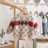 Kid Baby Boy  Knitted Sweater Plus Fleece Autumn Winter Cartoon Pullover