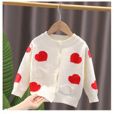 Kid Baby Girl Cardigan Autumn Winter Love Long Sleeve Sweater