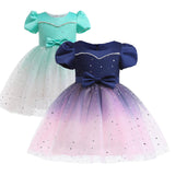 Kid Baby Girls Summer Frozen Princess Sequins Mesh Pompous Dresses
