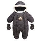 Thick Warm Infant Baby Jumpsuit Hooded Fleece Winter Autumn Overalls Romper