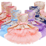 Kid Baby Girl Princess Train Cake Pompadour Ins Sleeveless Jacquard Dresses