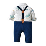 Baby Boy Gentleman Bow Tie Crawl Suit Long Sleeve  2 Pcs Sets