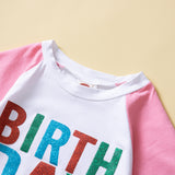 Kid Baby Girl Letter Printed Short Sleeve Crew Neck Colorful Set 2 Pcs