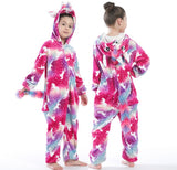 Kid Girl Flannel Home Cartoon Animal Stars Horses One-piece Pajamas