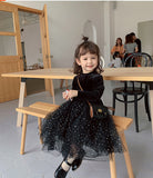 Kid Baby Girls Autumn Winter Velvet Velvet Starry Sky Casual Dress