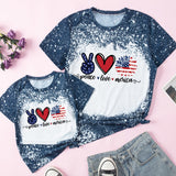 Family Matching Love Mother Daughter T-shirts Independence Day Tops