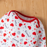 Baby Girls Valentine's Day Heart Printed Long-sleeve Rompers