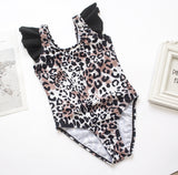 Kid Girl Ruffled Leopard Print Swimsuit