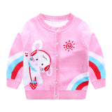 Kid Baby Girls Cardigan Explosive Round Neck Rainbow Autumn Sweaters