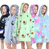 Kid Girl Flannels Blanket Hooded Home Robe Pajamas