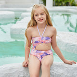 Kid Girl Swimsuit One-piece Small Fresh Neck Mermaid Patchwork Bikini