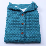 Baby Button Outdoor Cart Wool Knit Fleece Thickened Thermal Sleeping Pajamas