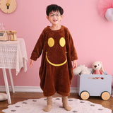 Autumn Winter Plush Kids Baby Boy Girl One-piece Cute Cartoon Coral Pajamas