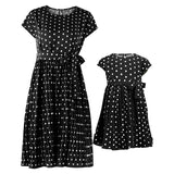 Family Matching Mother Daughter Long Wave Point Holiday Elegant Dresses