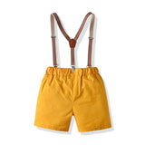 Kid Baby Boys Short Sleeve Suspenders 4 Pcs Sets