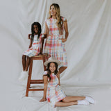 Family Matching Mother-daughter Rainbow Vertical Stripe Holiday Dresses