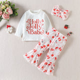 Kid Baby Girl Letter Christmas Print Flare 2 Pcs Sets