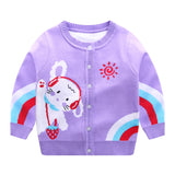 Kid Baby Girls Cardigan Explosive Round Neck Rainbow Autumn Sweaters