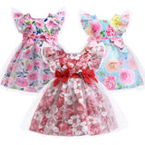 Kid Baby Girl Floral Print Bow Casual Gauze Dress