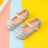 Girls' New Crystal Glass Flower Soft Sole Shoes