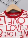 Kid Baby Boys Fashion Suit Valentine's Day  Letter Printing 2 Pcs Sets