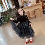 Kid Baby Girls Autumn Winter Velvet Velvet Starry Sky Casual Dress