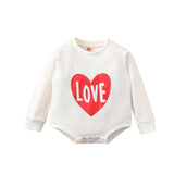 Baby Girl Valentine's Day Long Sleeve Solid Color Love Printed Hoodie