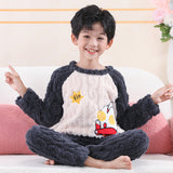 Kid Boy Girl Autumn Winter Jacquard Velvet Cute Cartoon Pajamas