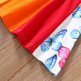 Kid Baby Girl Long Sleeve Butterfly Rainbow Casual Dress