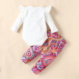 Baby Girl Autumn Long Sleeve Rainbow 3 Pcs Sets