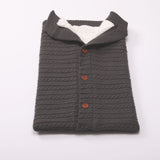 Baby Button Outdoor Cart Wool Knit Fleece Thickened Thermal Sleeping Pajamas