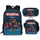 Kid 3D School Bag Meal Pen Lobos Printed Backpack 3 Pieces/Lot